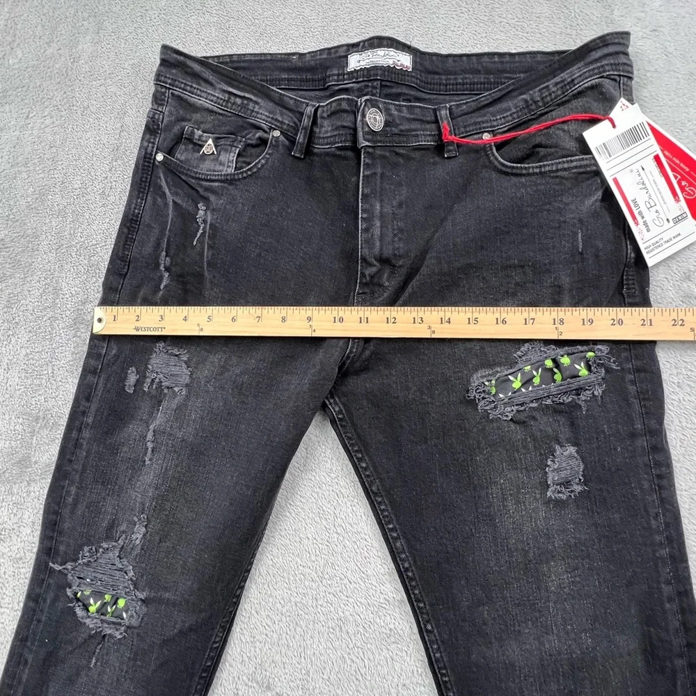 NEW Gio Bardolini Esteban 38‎ x 32 Black Distressed Denim Jeans